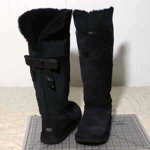 UGG Australia Genevieve Tall Over The Knee Black Suede Boots